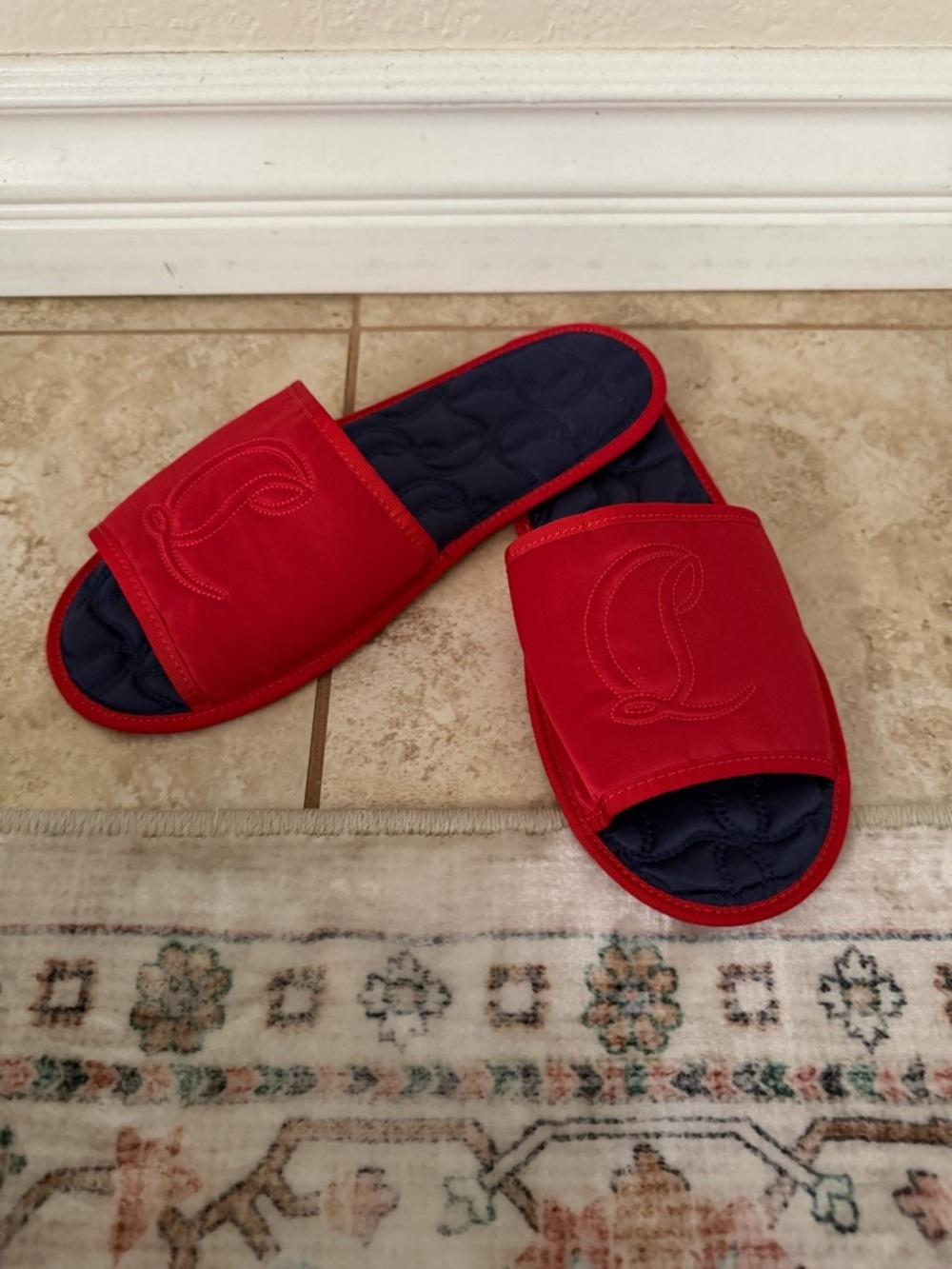 Authentic Christian Louboutin Silk Slide Slippers - Picture 5 of 9